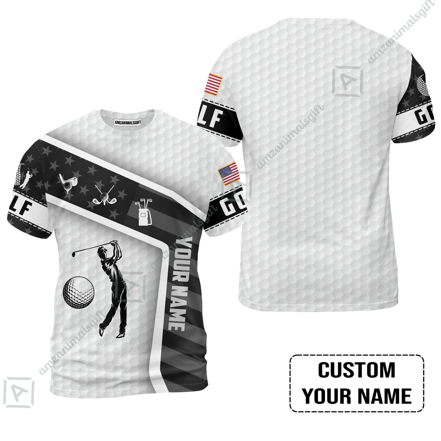 Customized Name Golf Polo Shirt, Golf White Shirt Personalized Name Golf Polo Shirt