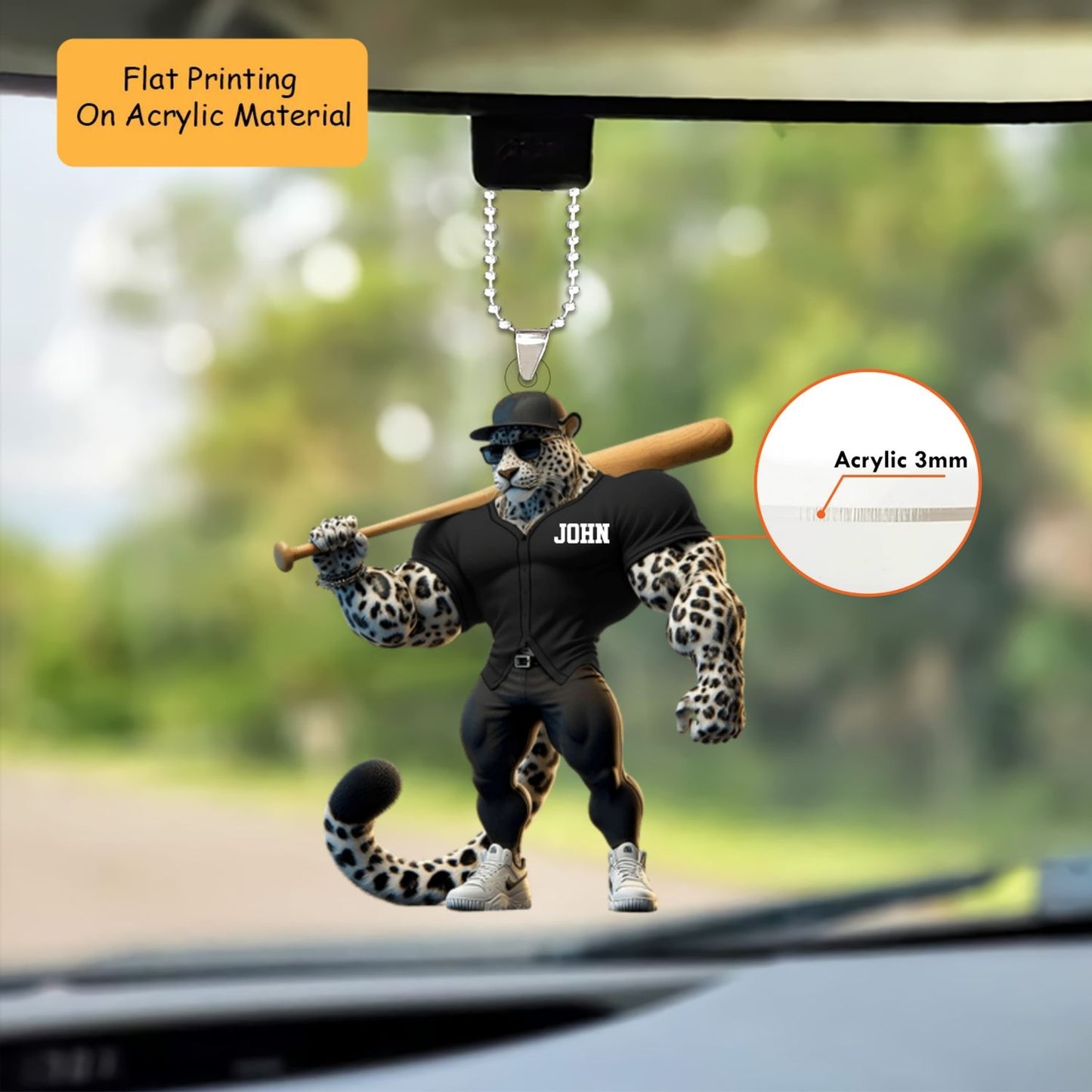 Personalized Christmas Baseball Ornament, Baseball Leopard Christmas, Custom Ornament Christmas Gift, Keychain Baseball Christmas, Car Ornament Baseball Christmas