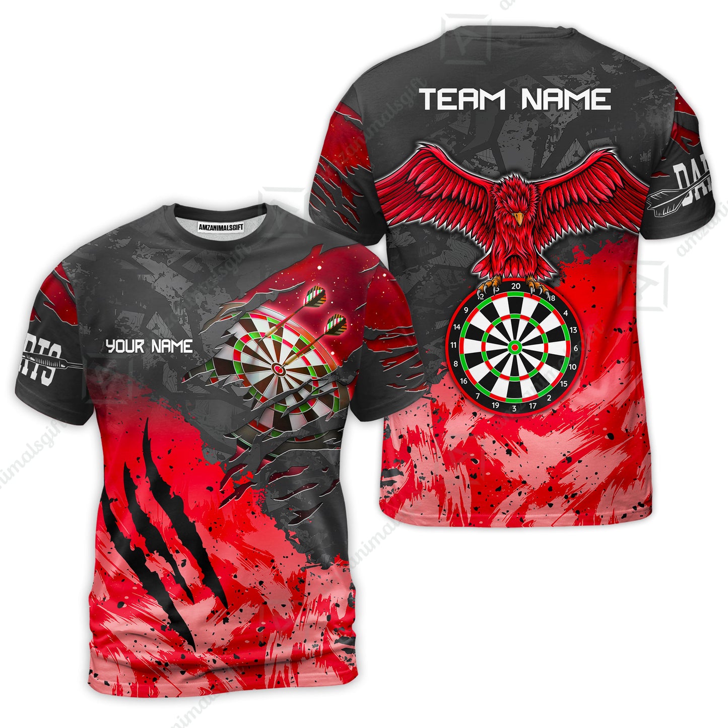 Customized Darts T-Shirt, Darts Eagle Dartboard Multicolor Custom Dart T-Shirt Jersey For Darts Player