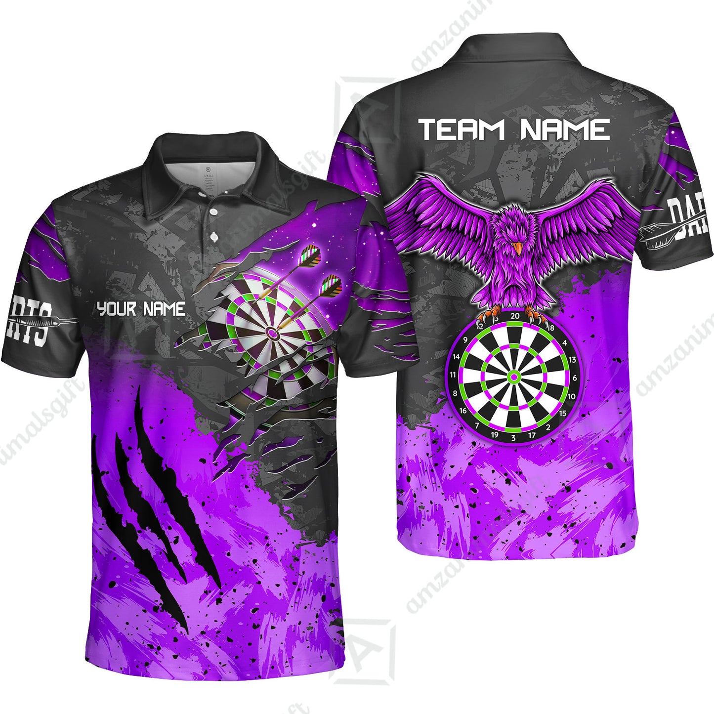 Customized Darts Polo Shirt, Darts Eagle Dartboard Multicolor Custom Dart Polo Shirt Jersey For Darts Player