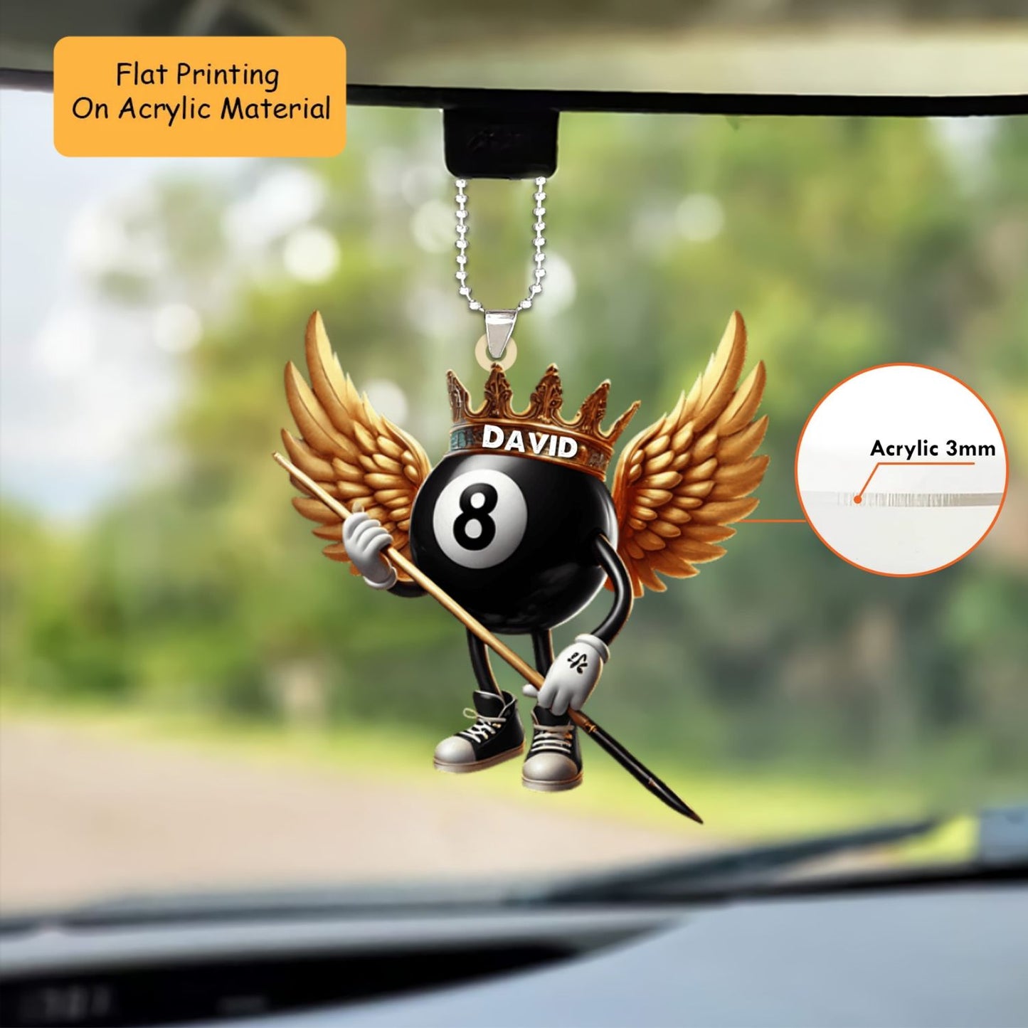 Personalized Christmas Billiard Ornament, Billiard Ball Wing Christmas, Custom Ornament Christmas Gift, Keychain Billiard Christmas, Car Ornament Billiard Christmas