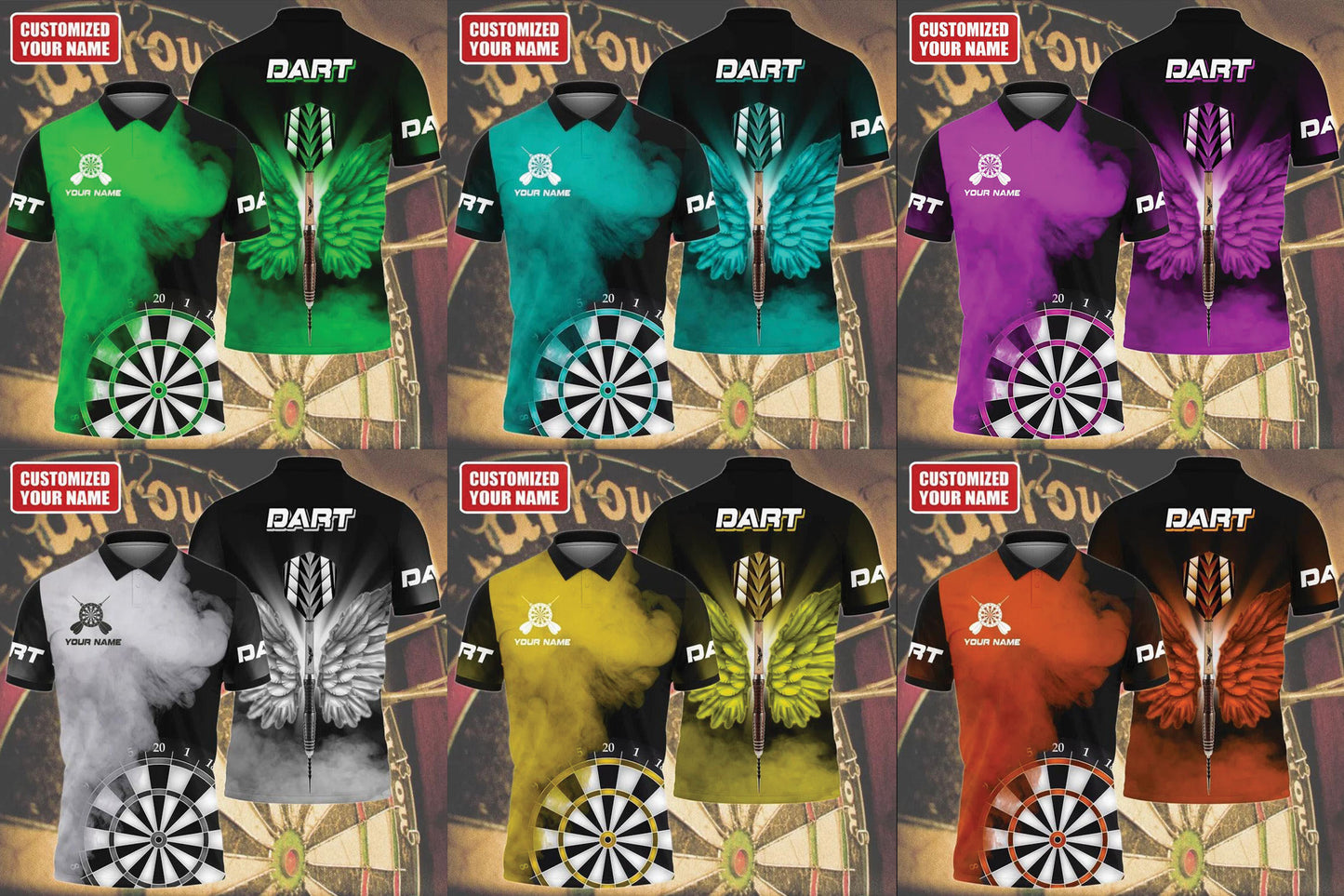 Customized Darts Polo Shirt, Darts Wings, Personalized Name Polo Shirt - Perfect Gift For Darts Lovers, Darts Players