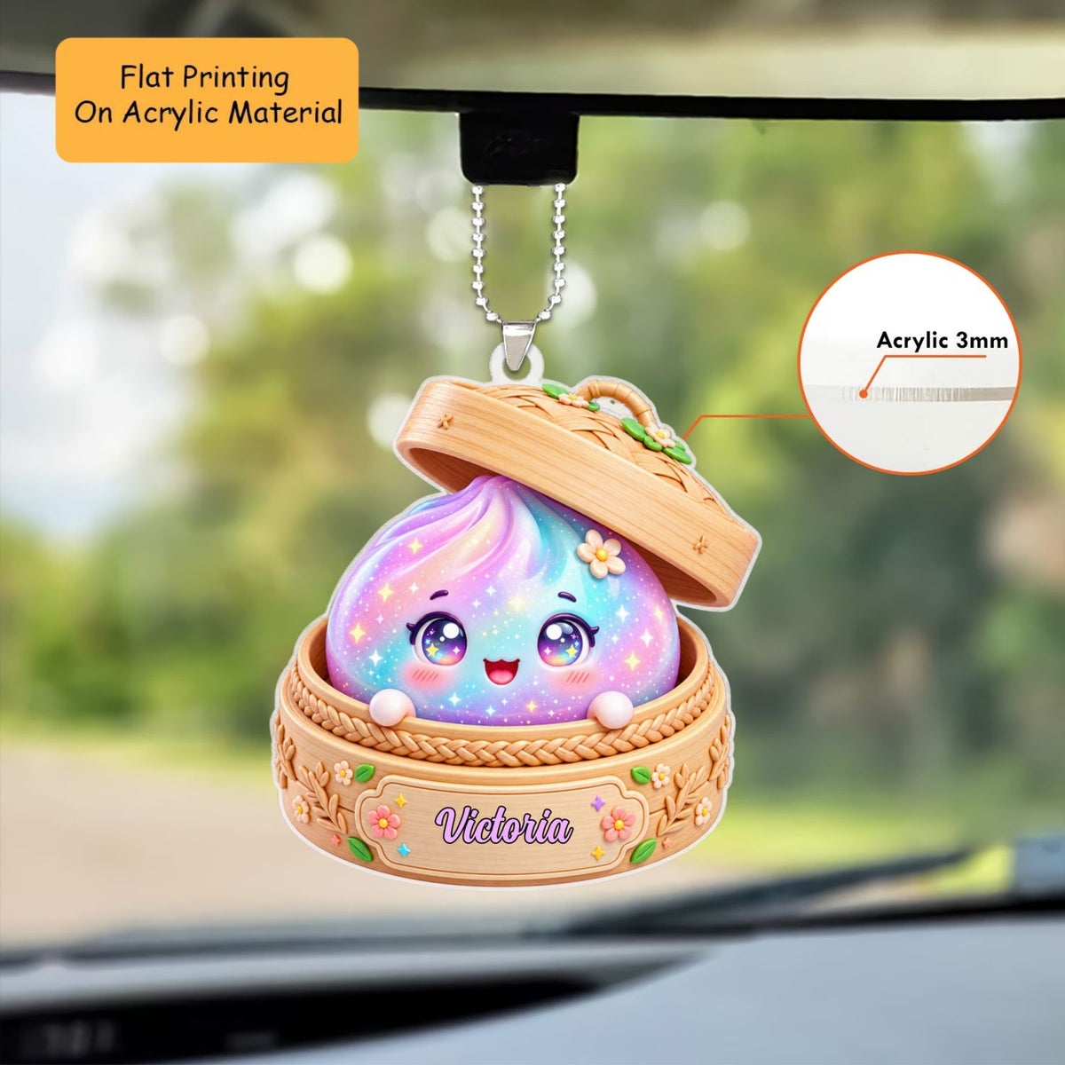 Personalized Dumpling Christmas Flat Printed Acrylic Ornament, Dumpling Cute Galaxy, Custom Ornament Christmas Gift, Keychain Dumpling, Car Ornament Dumpling