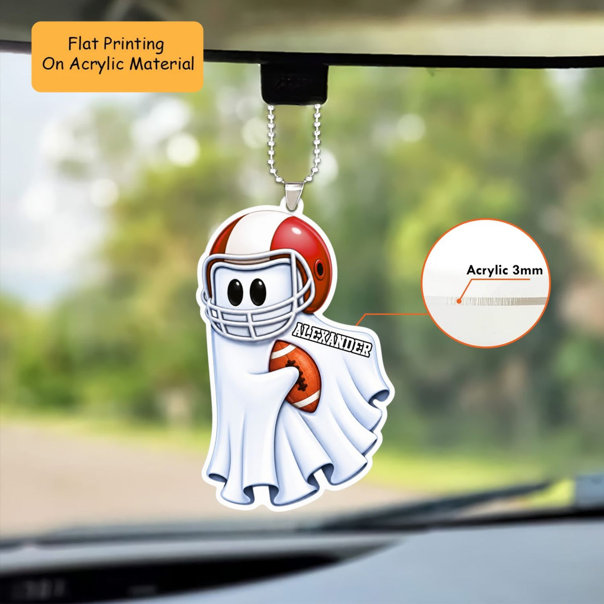 Personalized American Football Christmas Ornament, Christmas Ghost Player American Football, Custom Ornament Christmas Gift, Keychain American Football, Car Ornament American Football