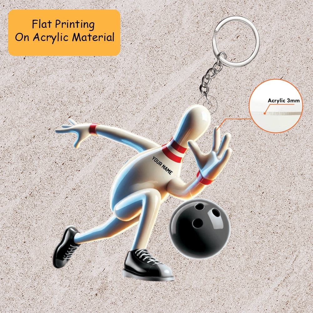 Personalized Bowling Fridge Magnet Acrylic Ornament, Bowling Christmas Keychain, Car Ornament, Christmas Ornament Gifts