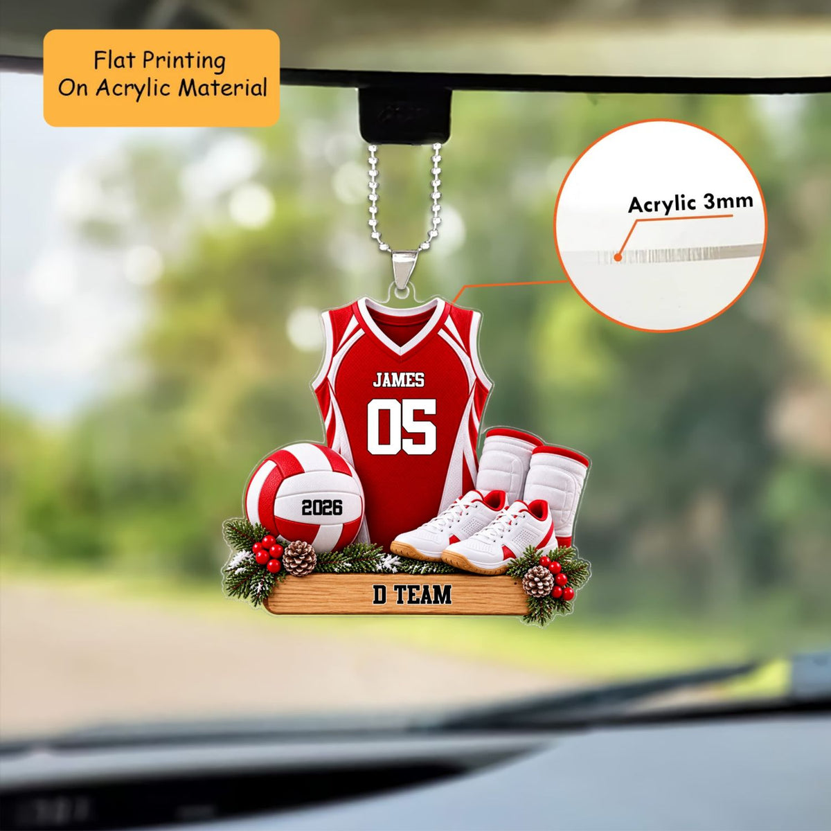 Personalized Volleyball Jersey Christmas Ornament, Uniform Set With Ball And Shoes, Custom Ornament Christmas Gift, Keychain Volleyball, Car Ornament Volleyball