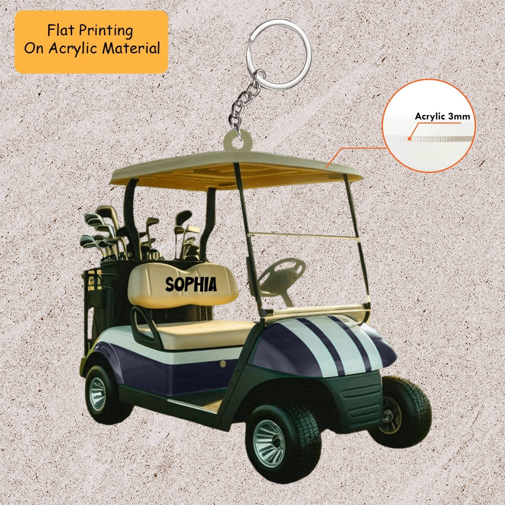 Personalized Golf Cart Christmas Acrylic Ornament, Golf Cart Christmas Keychain, Car Ornament, Christmas Ornament Gifts