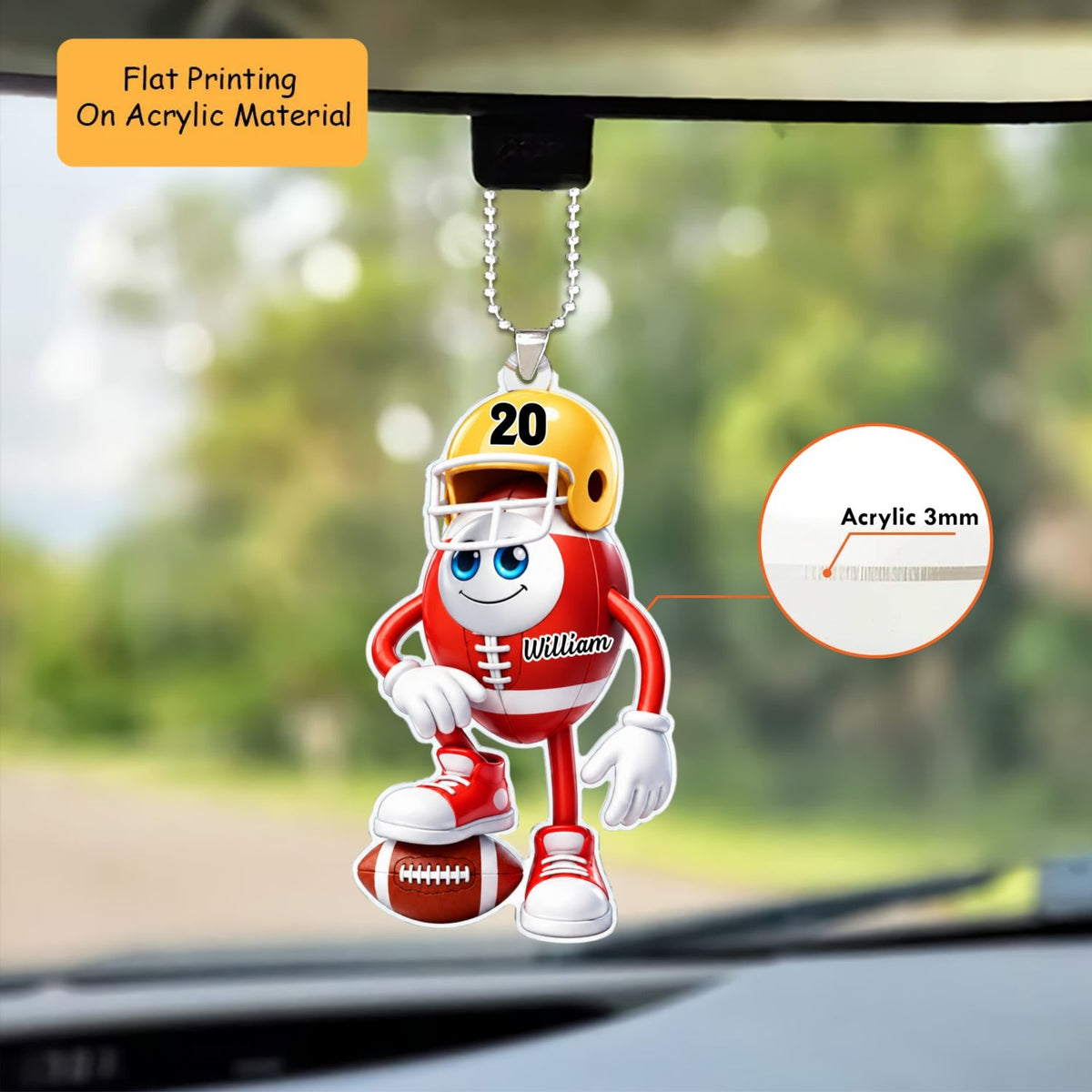 Personalized American Football Christmas Ornament, Happy American Football, Custom Ornament Christmas Gift, Keychain American Football, Car Ornament American Football