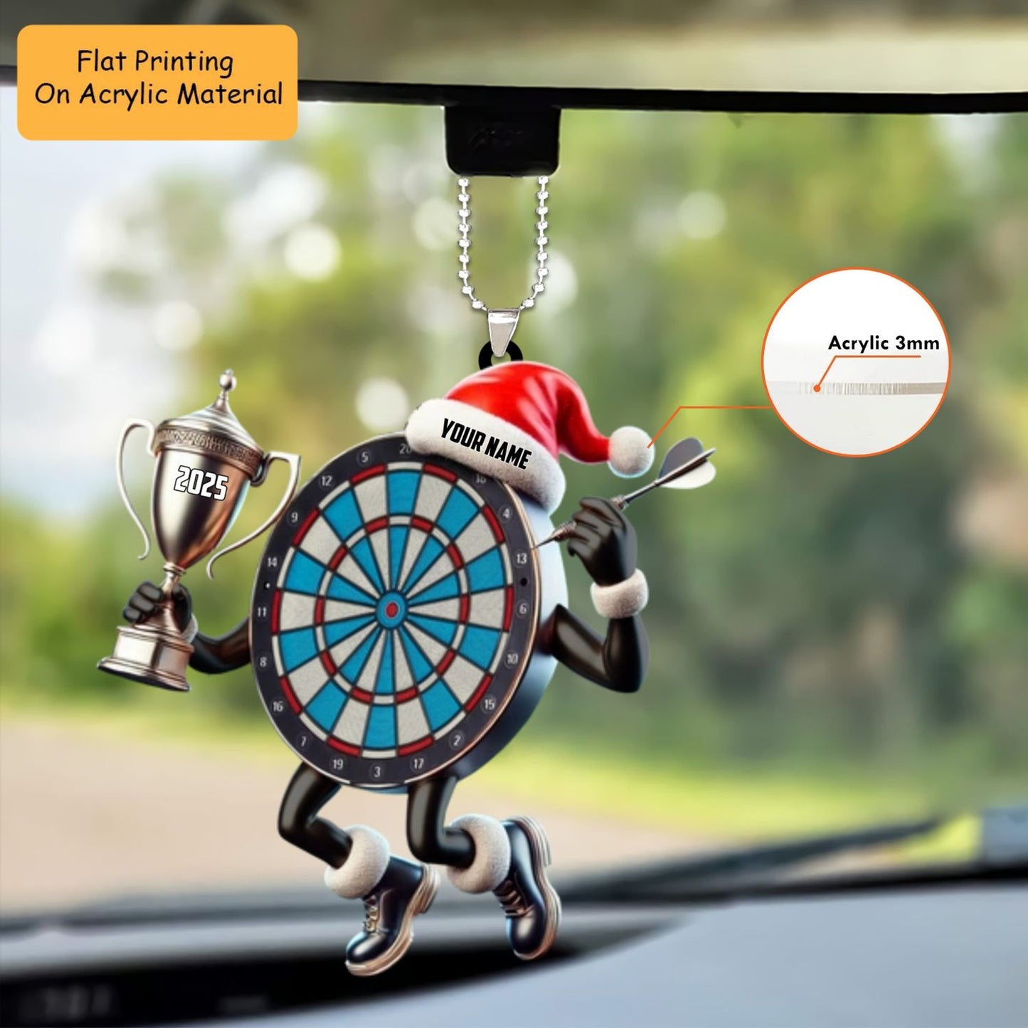 Personalized Dart Board Holding Pins Acrylic Ornament, Dart Board Keychain, Car Ornament, Christmas Ornament Gifts