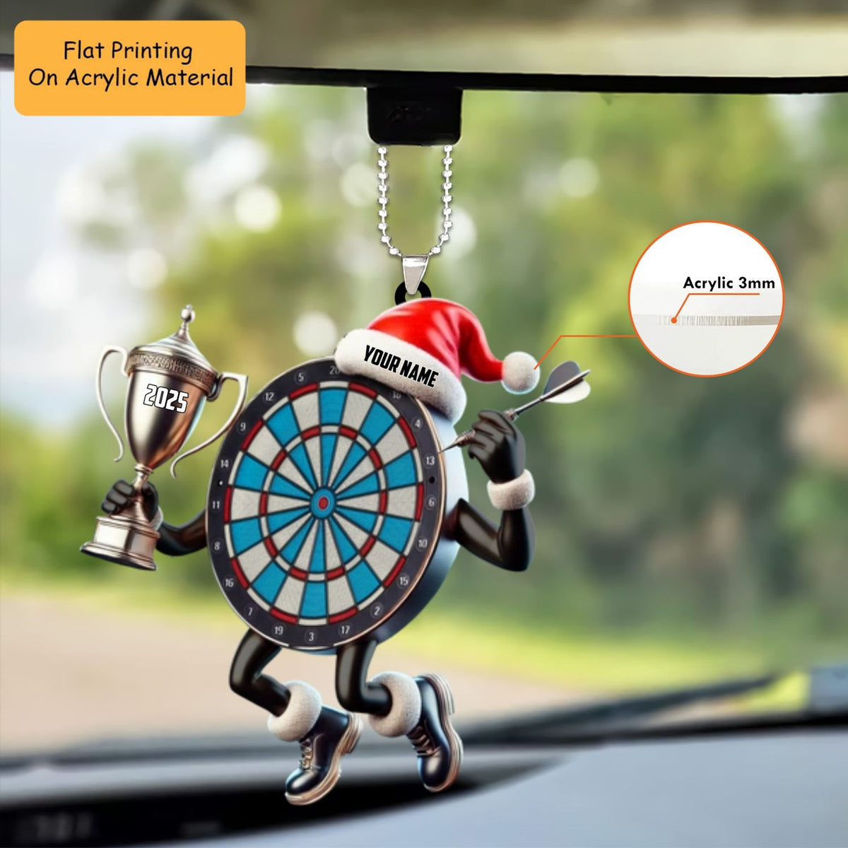 Personalized Dart Board Holding Pins Acrylic Ornament, Dart Board Keychain, Car Ornament, Christmas Ornament Gifts