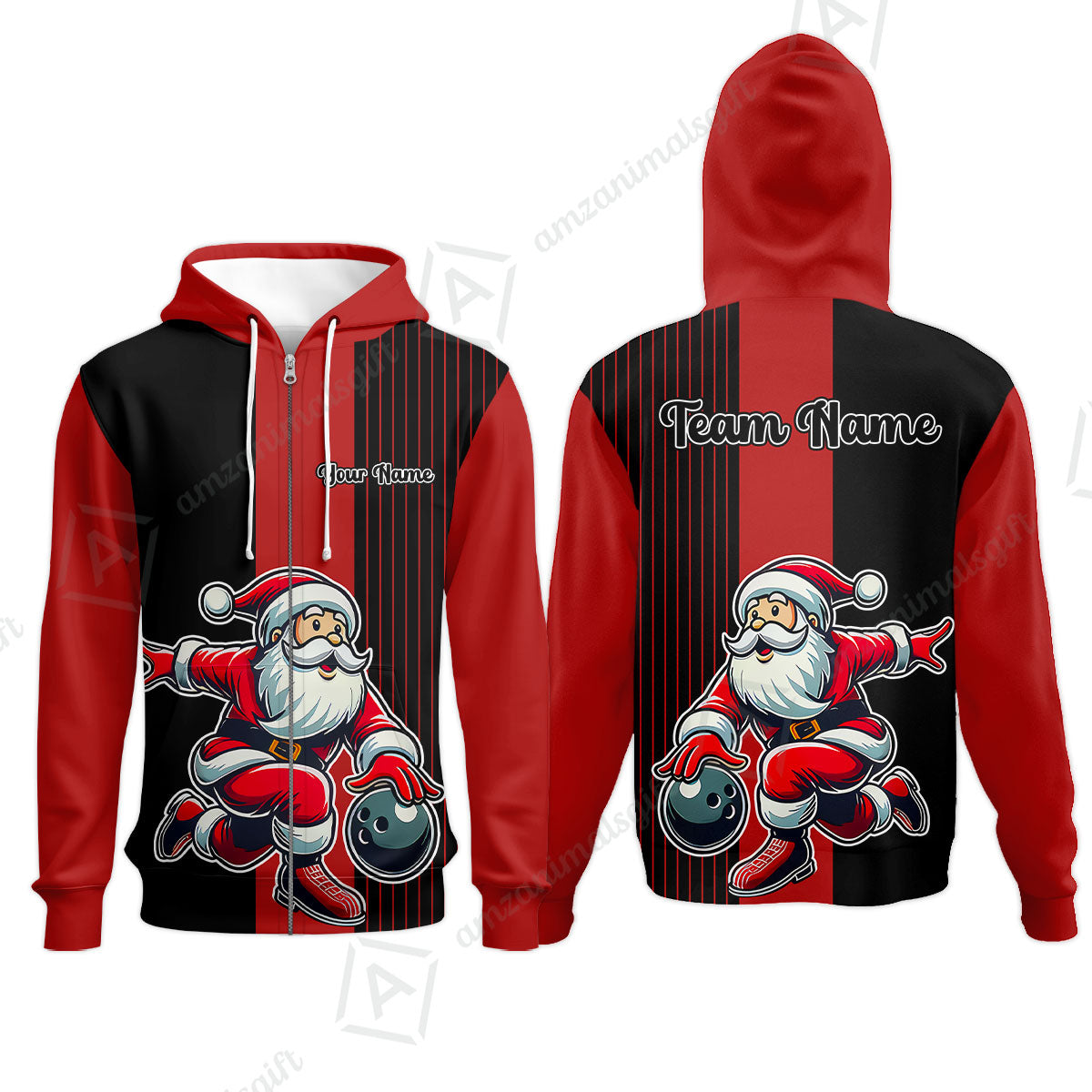 Custom Bowling Uniforms Christmas jerseys Funny Santa Bowling polo, Bowling Shirts Personalized Name And Team Name