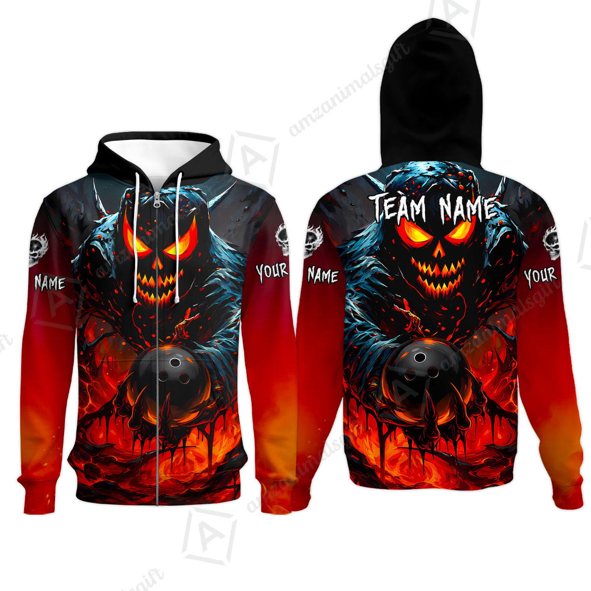 Custom Bowling Jersey Polo Shirt, Hellfire Strike, Custom Bowling Jersey Team Shirt For Players With Name & Team Name