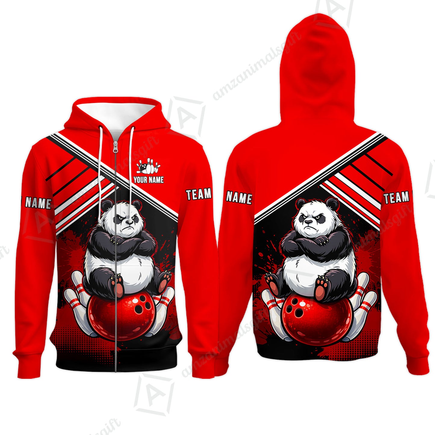 Custom Bowling Jersey Polo Shirt, Panda Mascot Bowling Custom Bowling Jersey Team Shirt For Players With Name & Team Name
