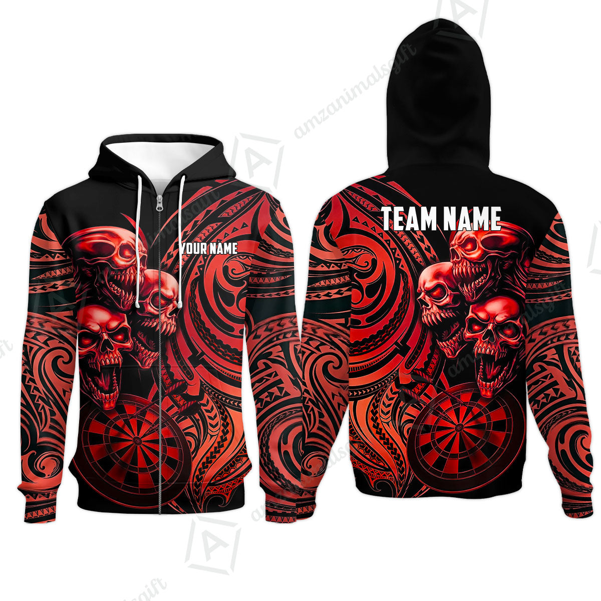 Custom Darts Team Jersey, Personalized Neon Skull Jersey Shirt For Players With Name & Team Name