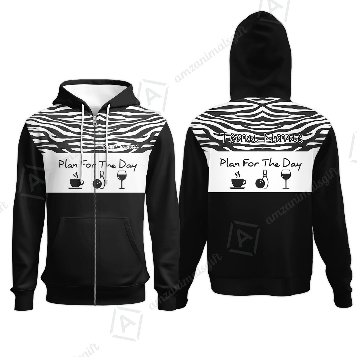 Custom Bowling Jersey Polo Shirt, Pink Zebra Pattern Bowling, Custom Bowling Jersey Team Shirt For Players With Name & Team Name