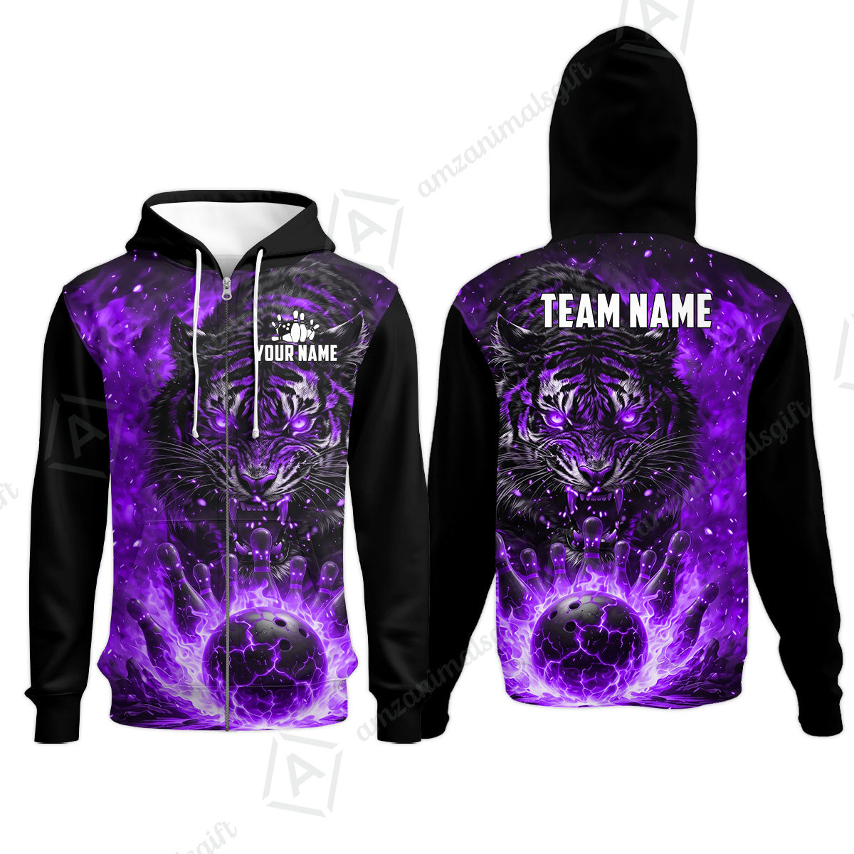 Custom Bowling Jersey Polo Shirt, Cursed Phantom Tiger, Custom Bowling Jersey Team Shirt For Players With Name & Team Name