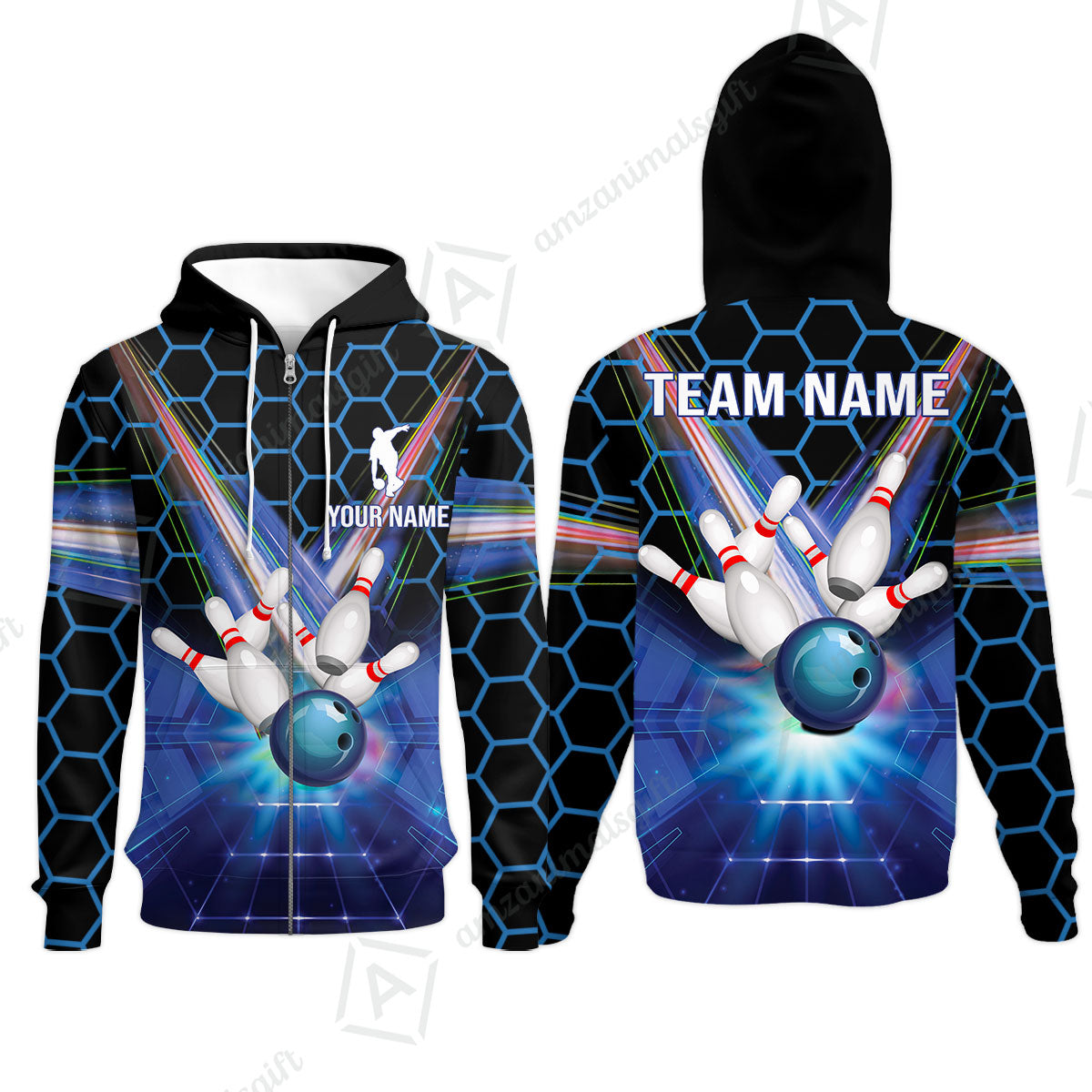 Blue Bowling Custom Men Polo Shirt, Bowling Personalized Polo Shirt, Bowling Shirt Custom Name and Team Name