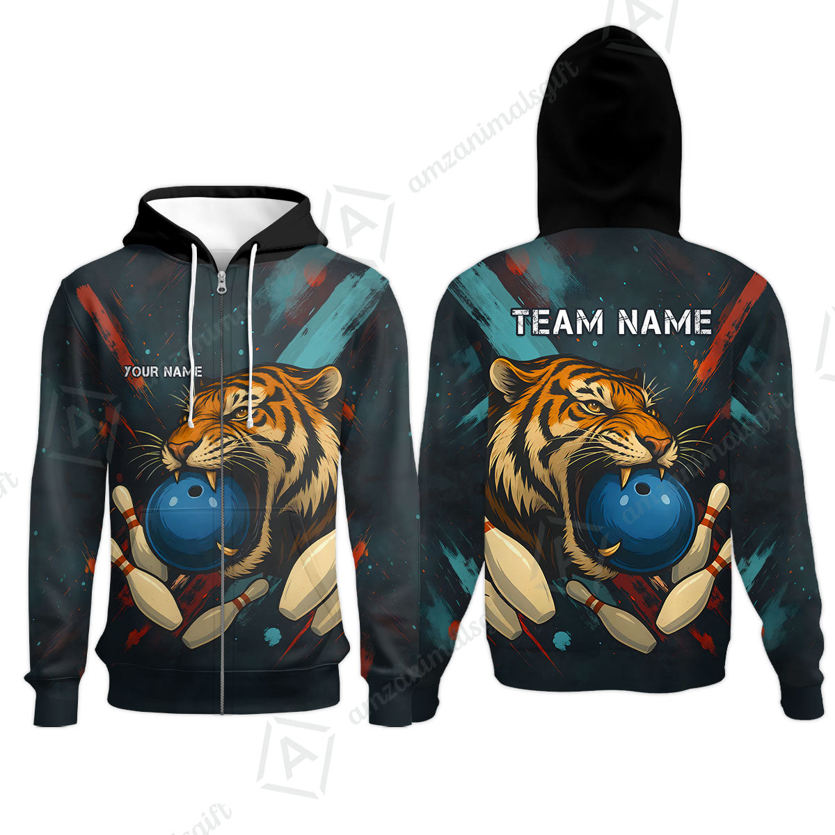 Custom Tiger Strike Bowling Team Jerseys Polo Shirts, Bowling uniforms, Tiger Strike Bowling Personalized Name And Team Name