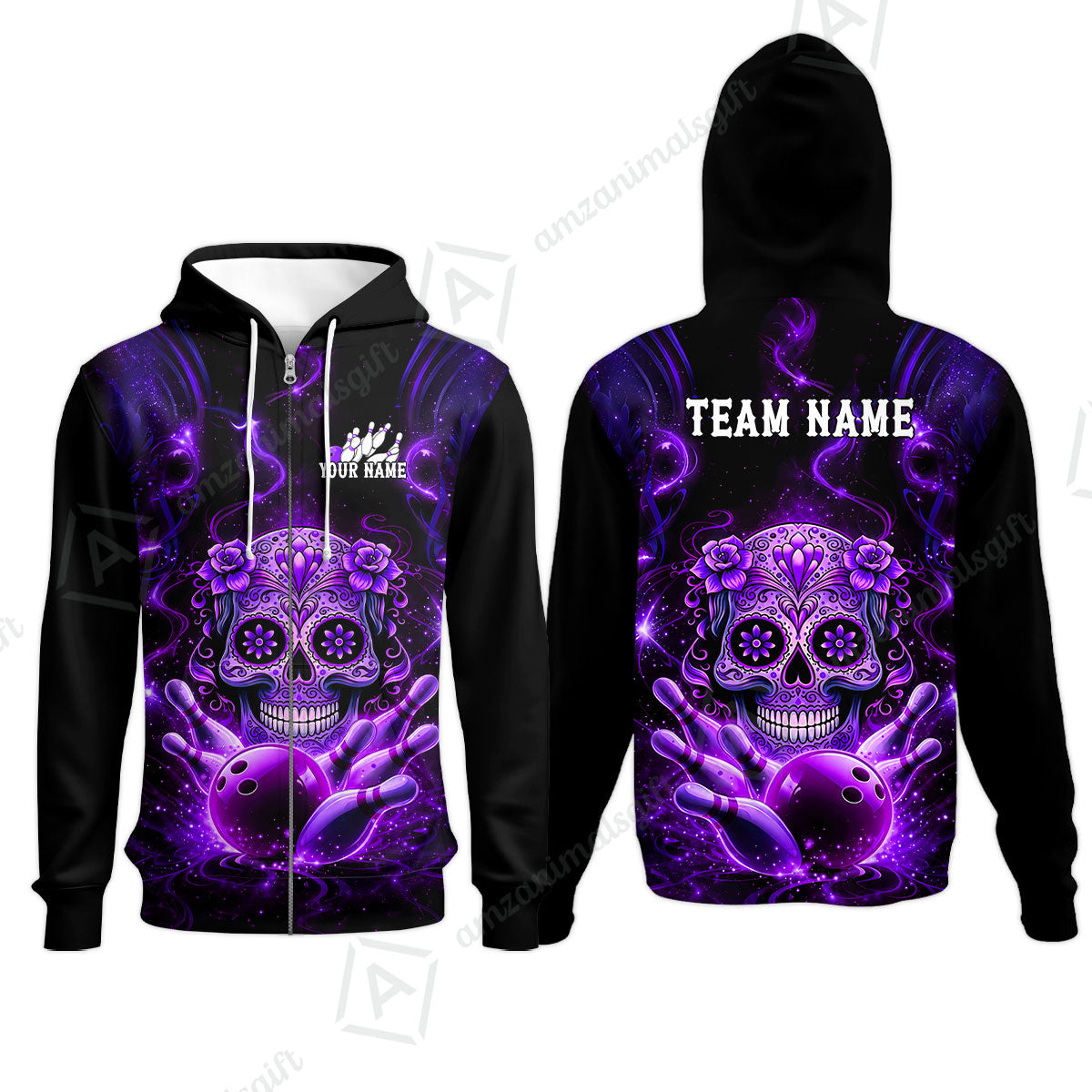 Customized Darts Team Jersey, Sugar Skull Bowler, Personalized Polo Shirt For Players With Name & Team Name
