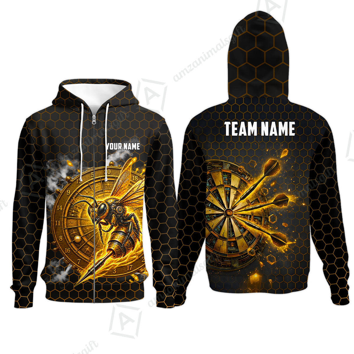 Custom Darts Team Jersey, Personalized Bee Strike Dart Polo Shirt For Players With Name & Team Name