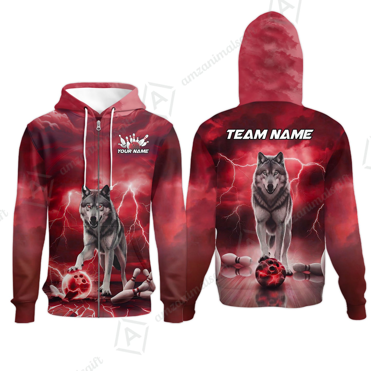Custom Bowling Jersey Polo Shirt, Electric Wolf Bowling Custom Bowling Jersey Team Shirt For Players With Name & Team Name
