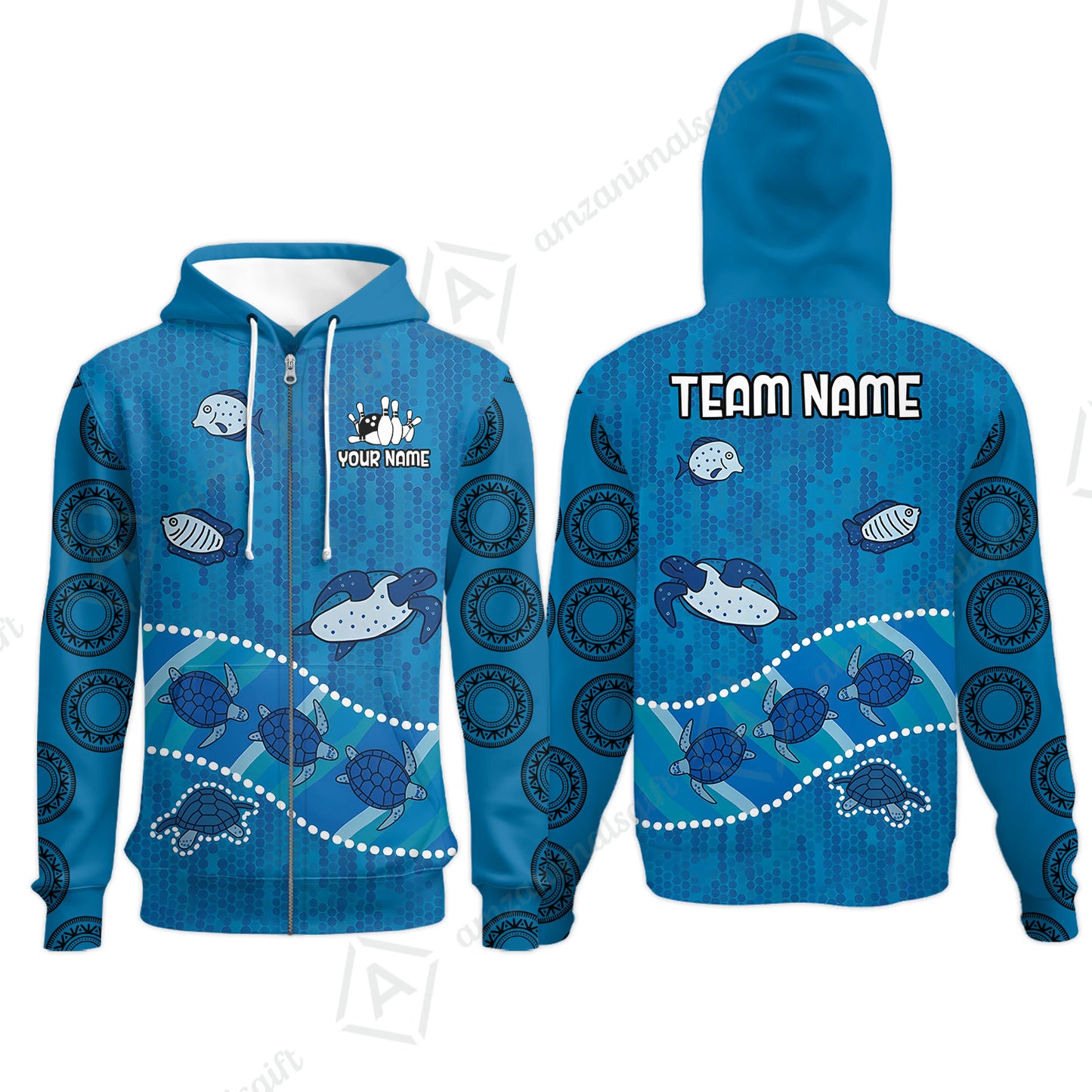 Custom Bowling Jersey Polo Shirt, Sea Turtle Bowling, Custom Bowling Jersey Team Shirt For Players With Name & Team Name