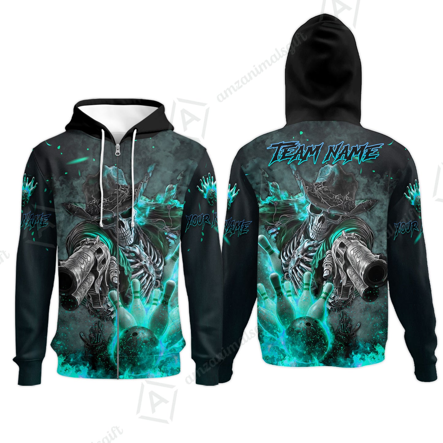 Zip Hoodie||Turquoise