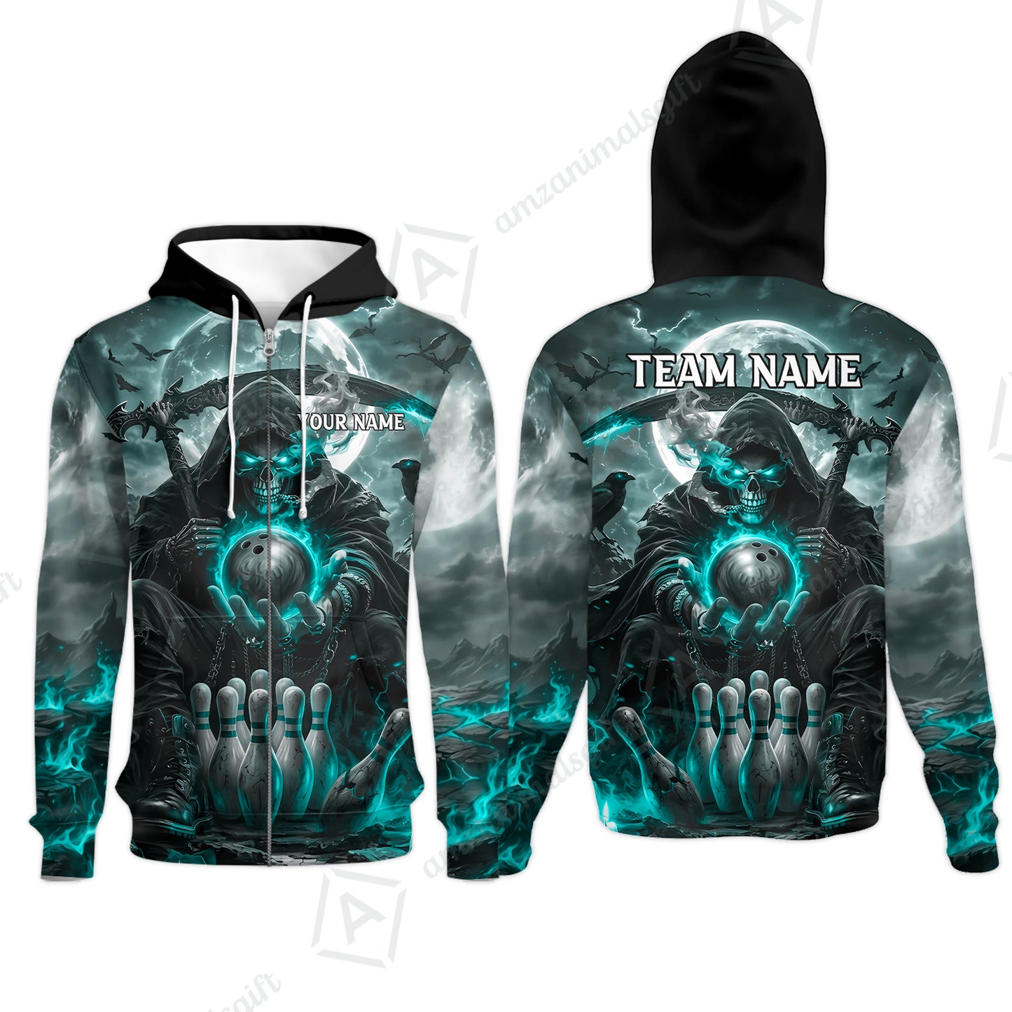 Zip Hoodie||Turquoise