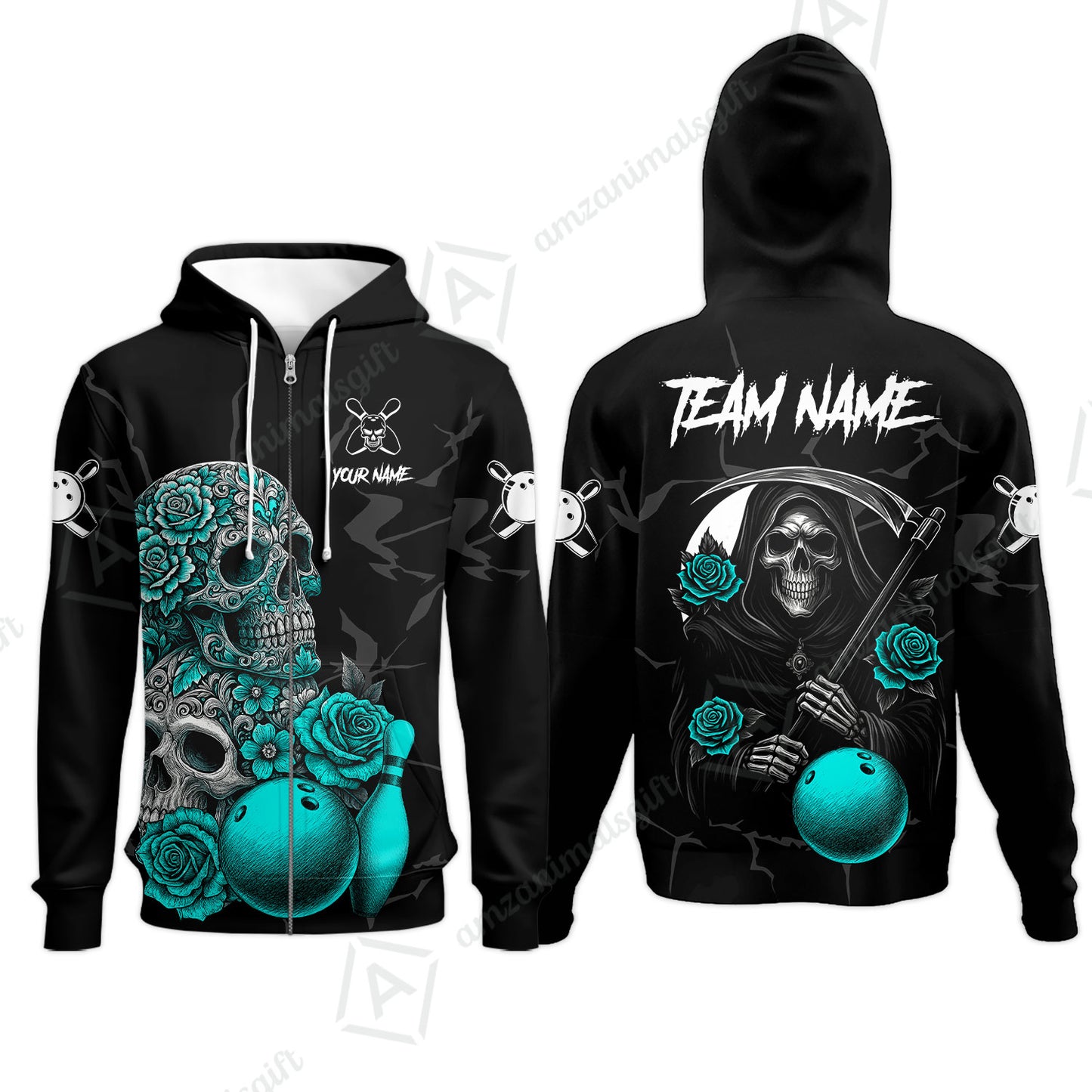 Zip Hoodie||Turquoise