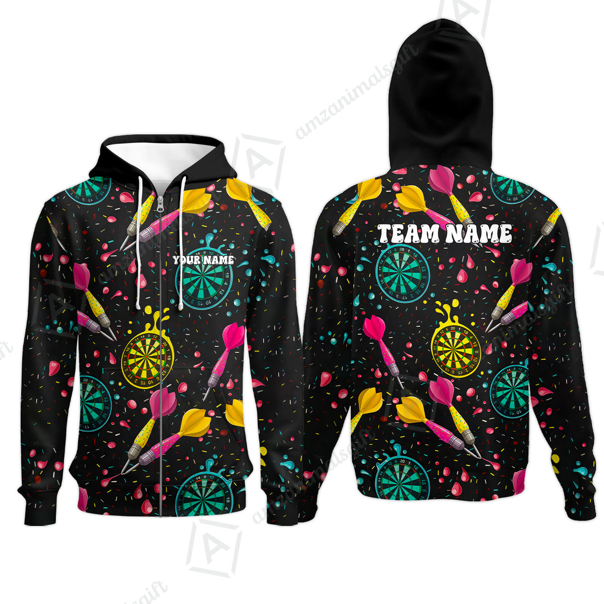 Customized Darts Team Uniform Shirt, Funny Colorful Donuts Darts and Dartboard, Personalized Name And Team Name