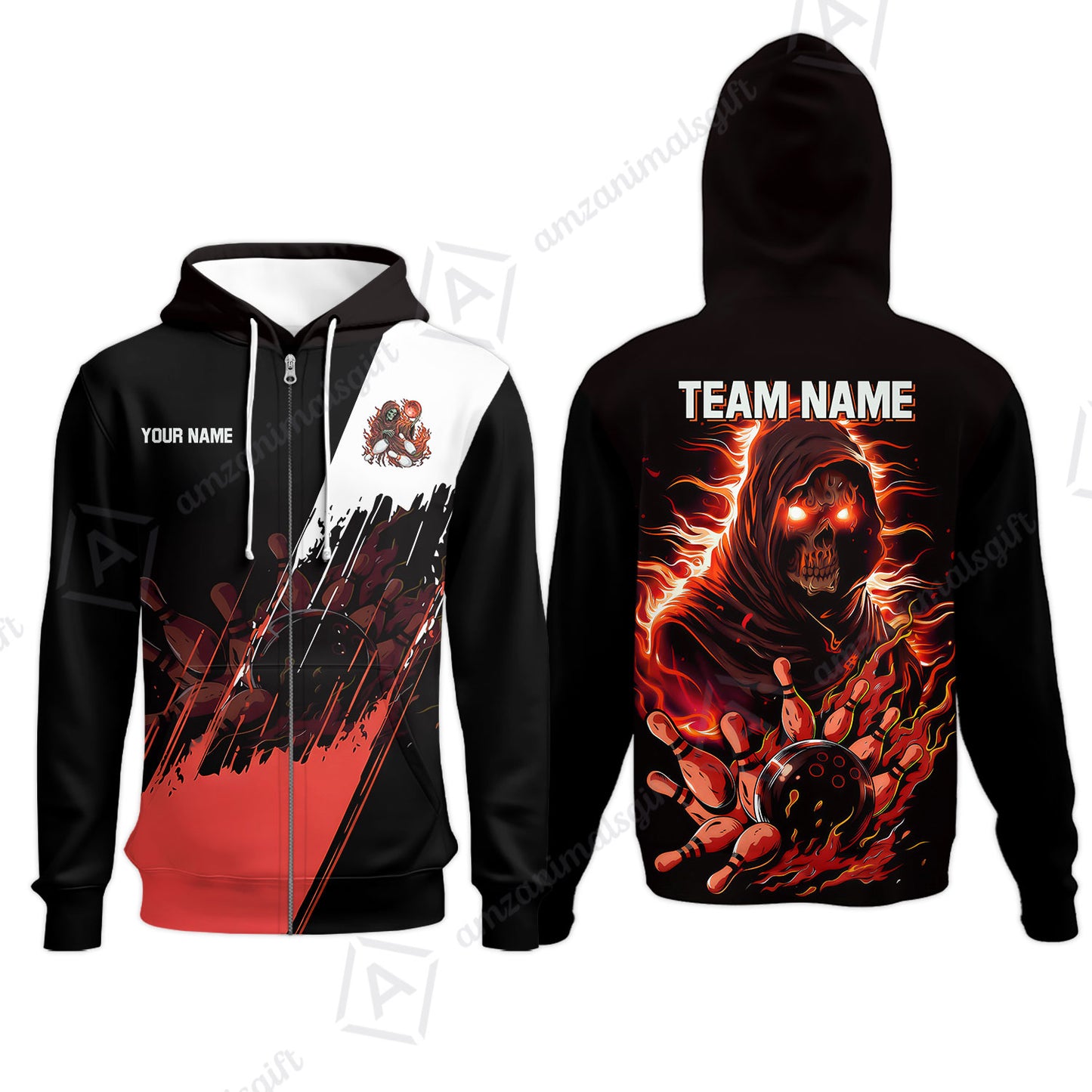 Custom Bowling Jersey Polo Shirt, Glow Reaper Bowling Custom Bowling Jersey Team Shirt For Players With Name & Team Name