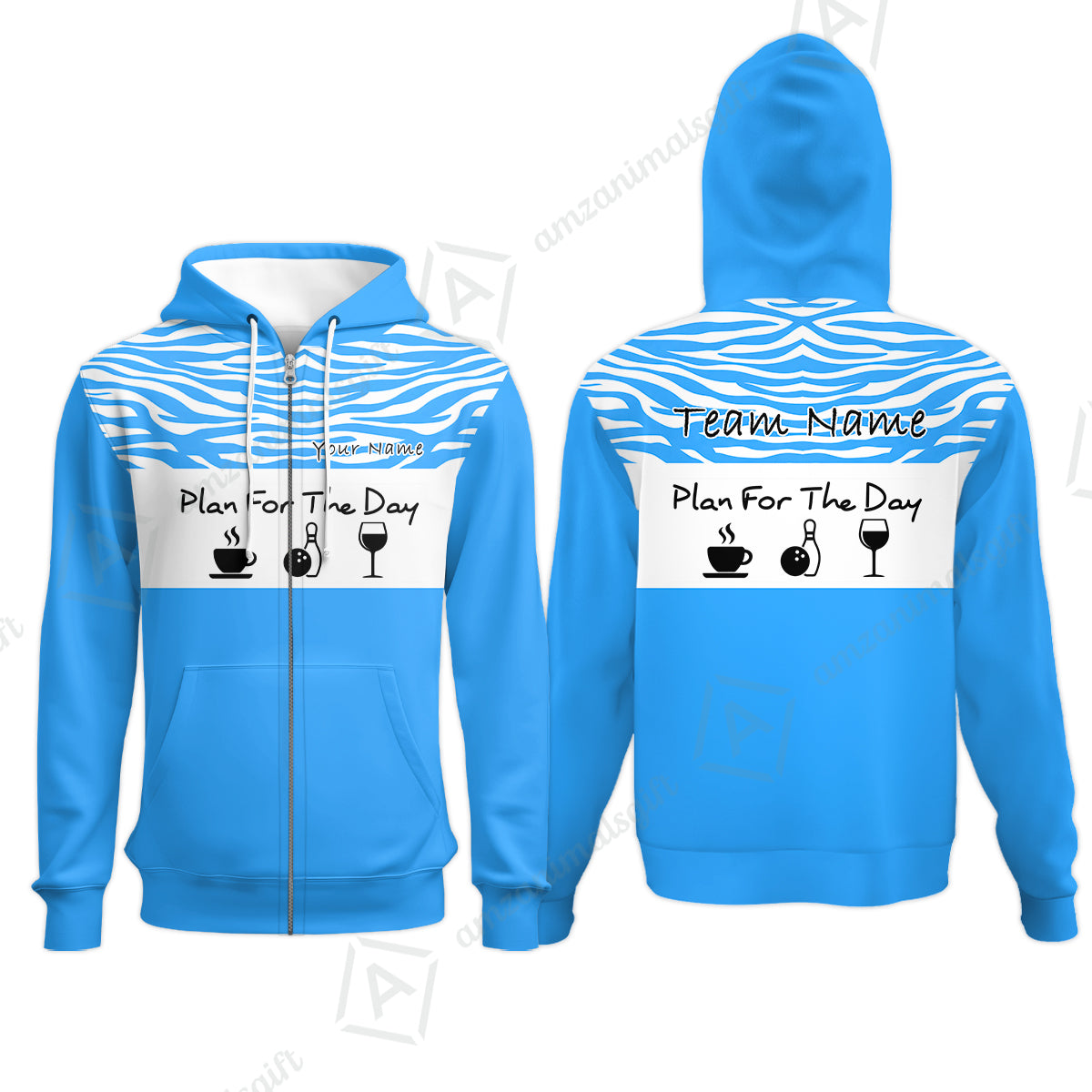 Custom Bowling Jersey Polo Shirt, Plan For The Day Zebra Pattern, Custom Bowling Jersey Team Shirt For Players With Name & Team Name