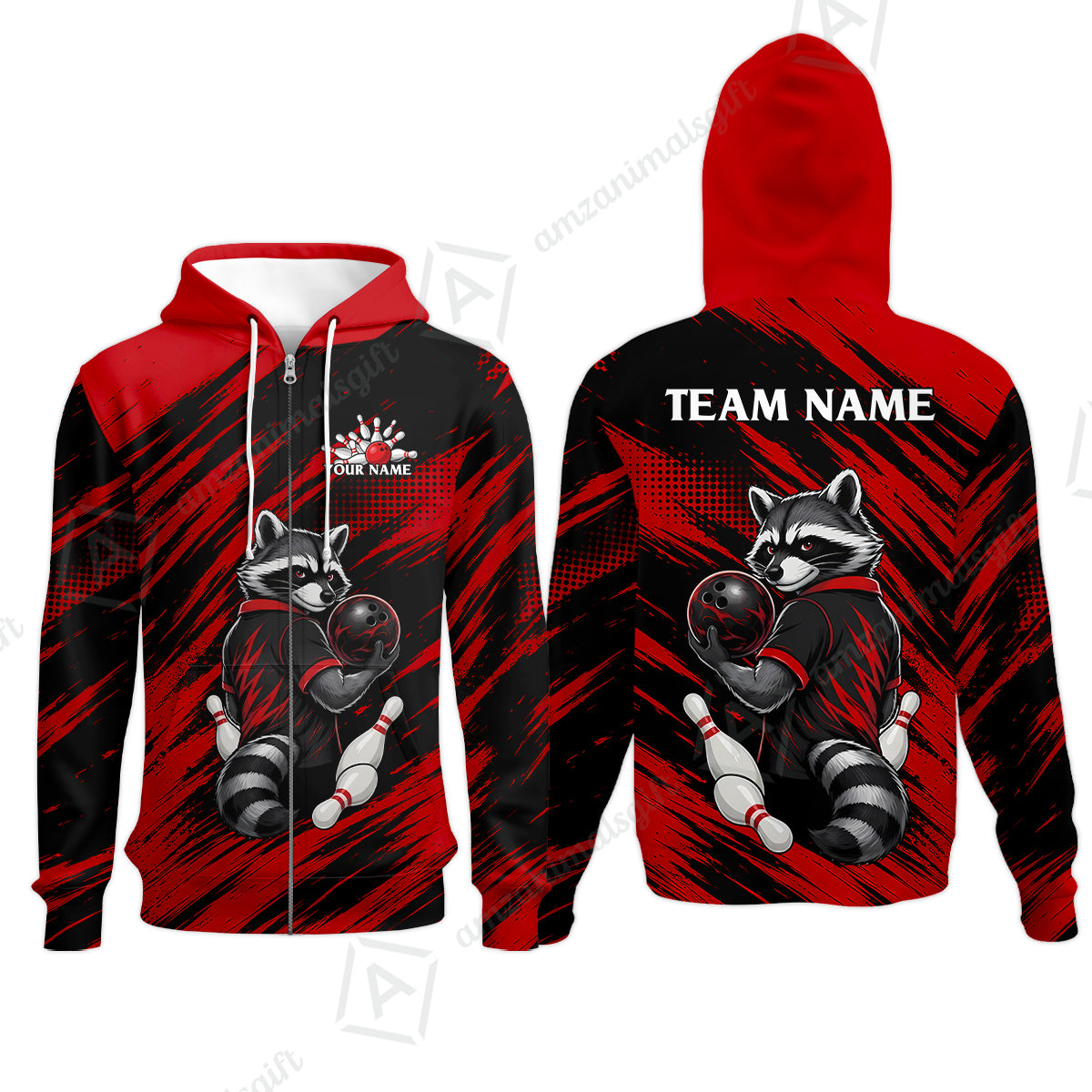 Zip Hoodie||Red