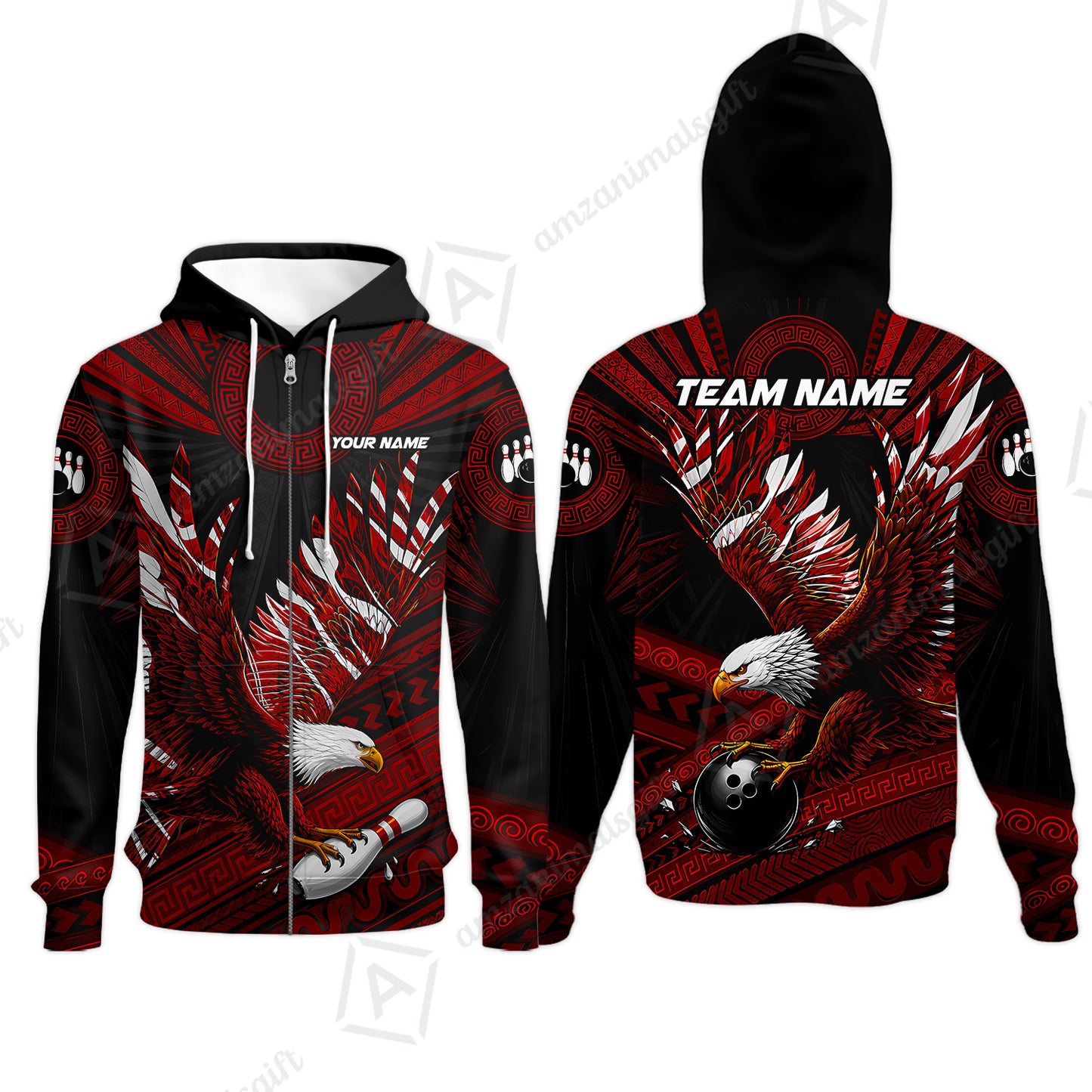 Zip Hoodie||Red