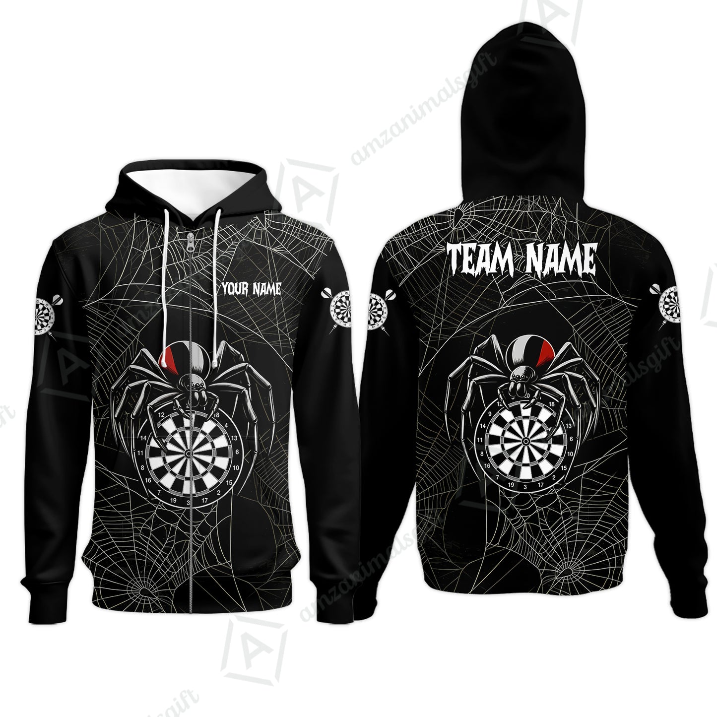 Customized Spider Web Black Widow Spooky Halloween Darts Jersey, Personalized Name And Team Name For Players