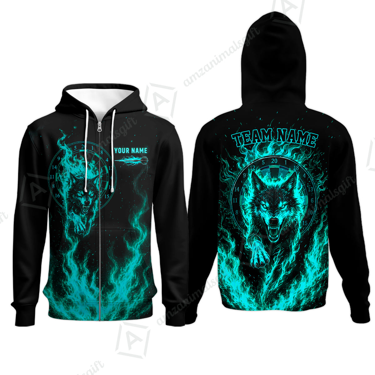 Customized Fire Wolf Dartboard Multicolor Darts Jersey, Personalized Name And Team Name For Players