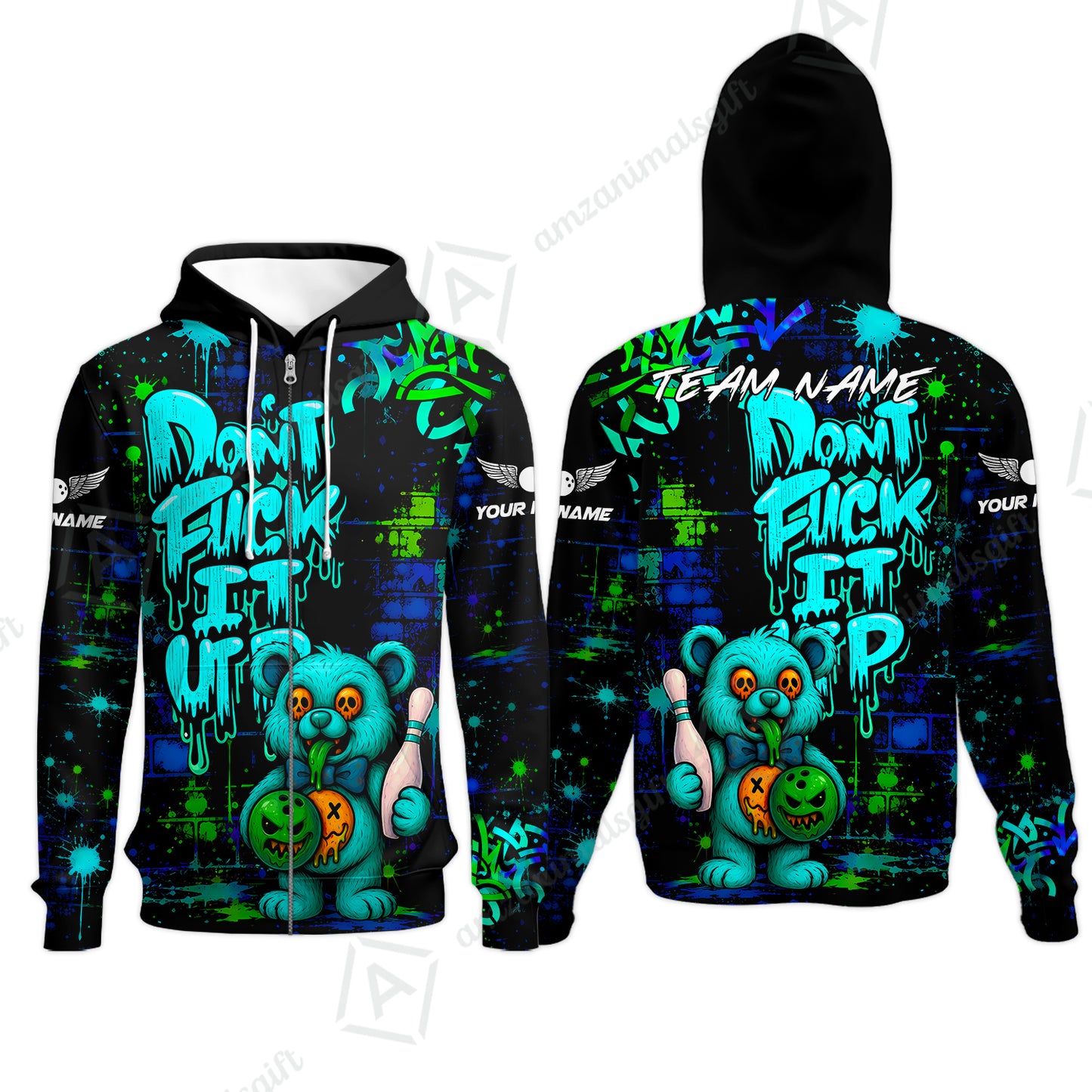 Zip Hoodie||Turquoise