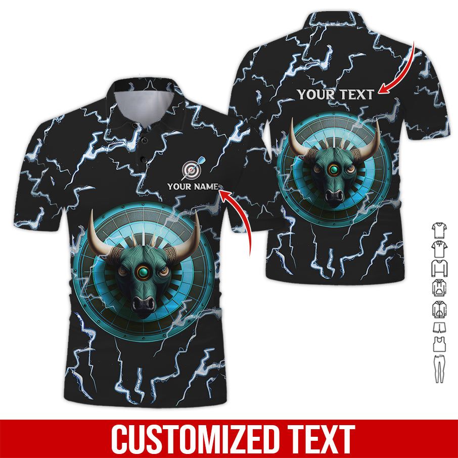 Customized Name & Text Darts Polo Shirt, Personalized Name Bullseye Dartboard Polo Shirt For Men - Perfect Gift For Darts Lovers, Darts Players