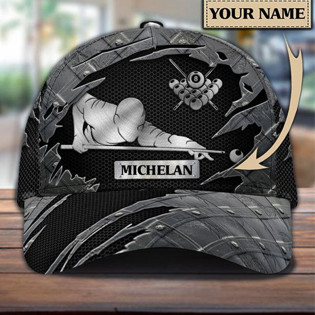 Customized Billiard Cap, Billiard Pools Player Personalized Name 3D Hats, Best Billiard Pool Hat For Billiard Players