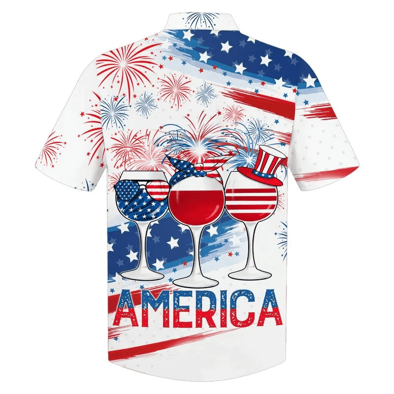 America 4th Of July Sunglasses Aloha Hawaiian Shirts For Summer, USA Glass Drinking Cheer Up Independence Day Aloha Hawaiian Shirt For Men Women - Amzanimalsgift