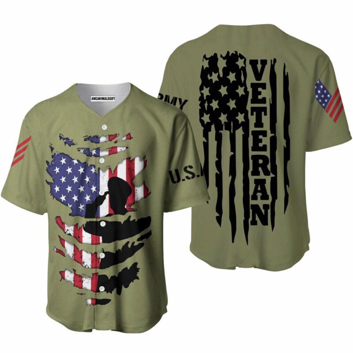 Army Baseball Jerseys, US Army Veteran American Flag Baseball Jerseys For Men And Women - Perfect Gift For Friend, Family - Amzanimalsgift