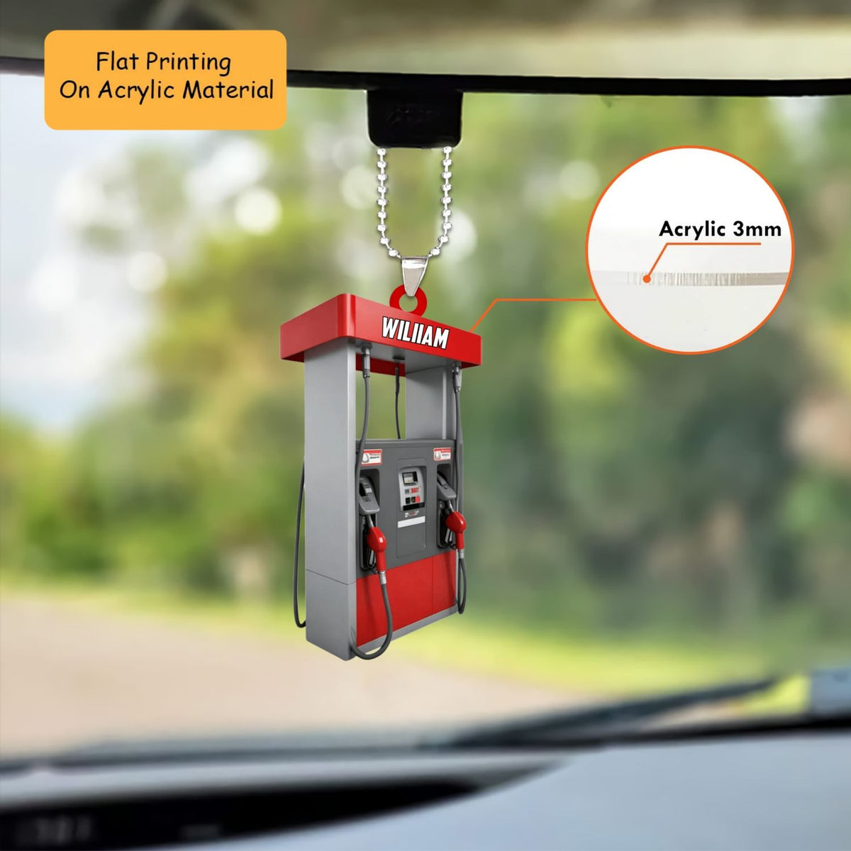 Personalized Gas Station Christmas Ornament, Modern Fuel Pump Custom Canopy, Custom Ornament Christmas Gift, Keychain Christmas, Car Christmas Ornament