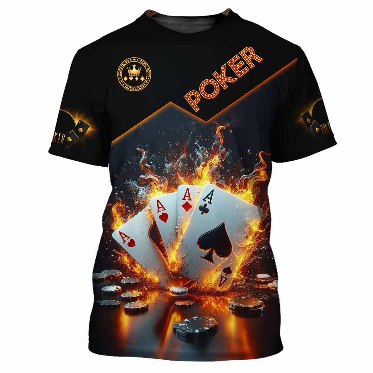 Customized Poker Shirt, Four Aces on Fire Shirts, Perfect Outfit For Poker Players