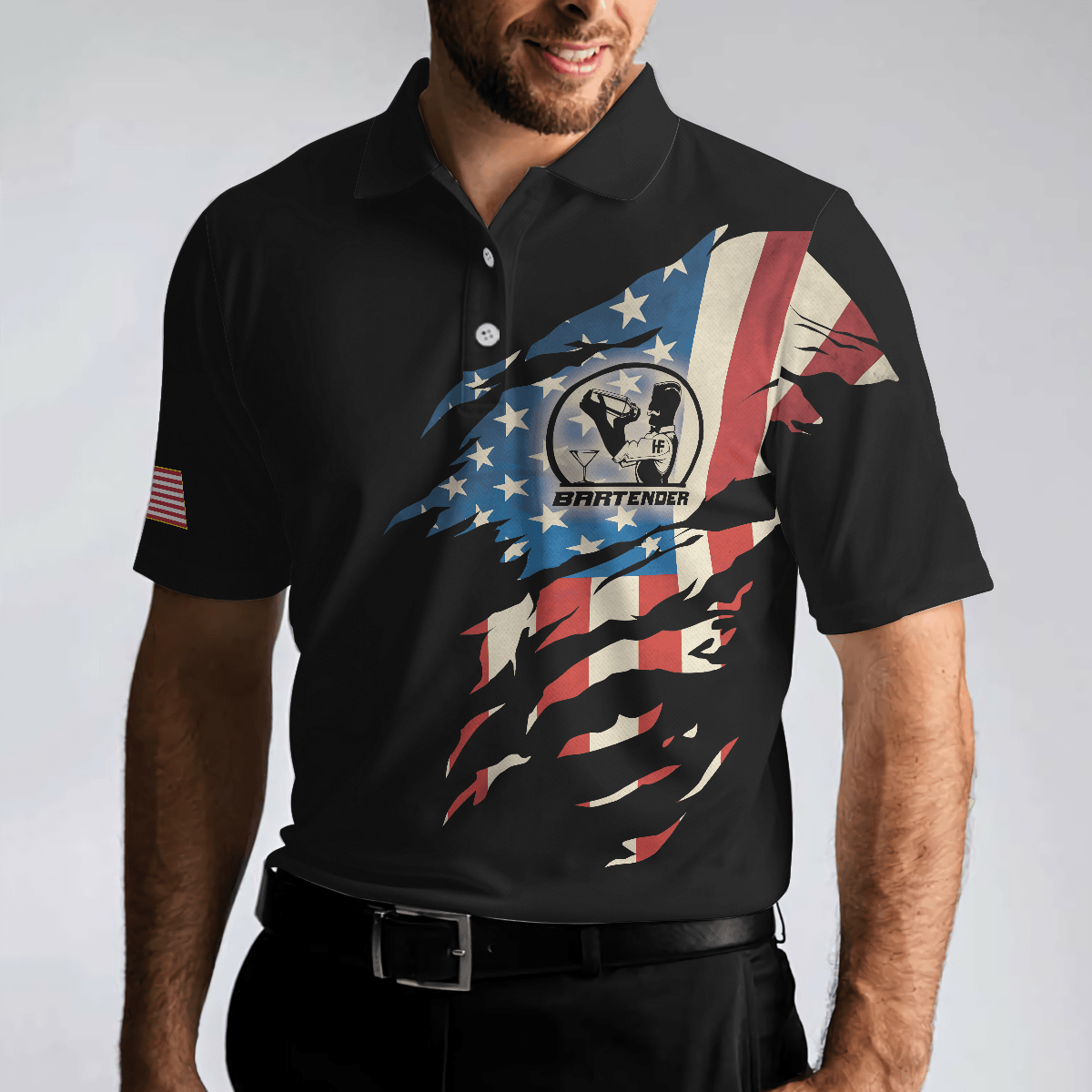 Bartender Men Polo Shirt, My Craft Allows Me To Fix Anything, Ripped American Flag Polo Shirt - Best Shirt For Men, Bartender - Amzanimalsgift