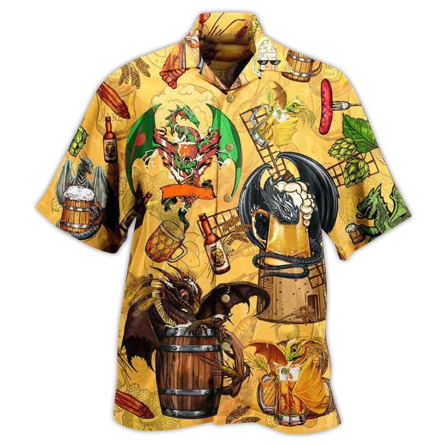Beer Dragon Aloha Hawaiian Shirt For Summer, Dragon Drunkgon Drinking Hawaiian Shirts Outfit For Men Women, Dragon Lovers - Amzanimalsgift