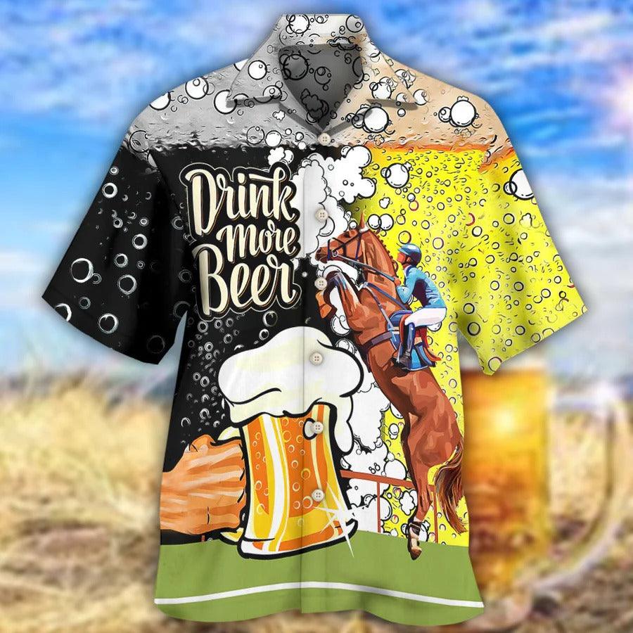 Beer Hawaiian Shirt, Beer And Horse Racing, Drink More Beer Aloha Shirt For Men And Women - Perfect Gift For Beer Lovers, Summer, Racer - Amzanimalsgift
