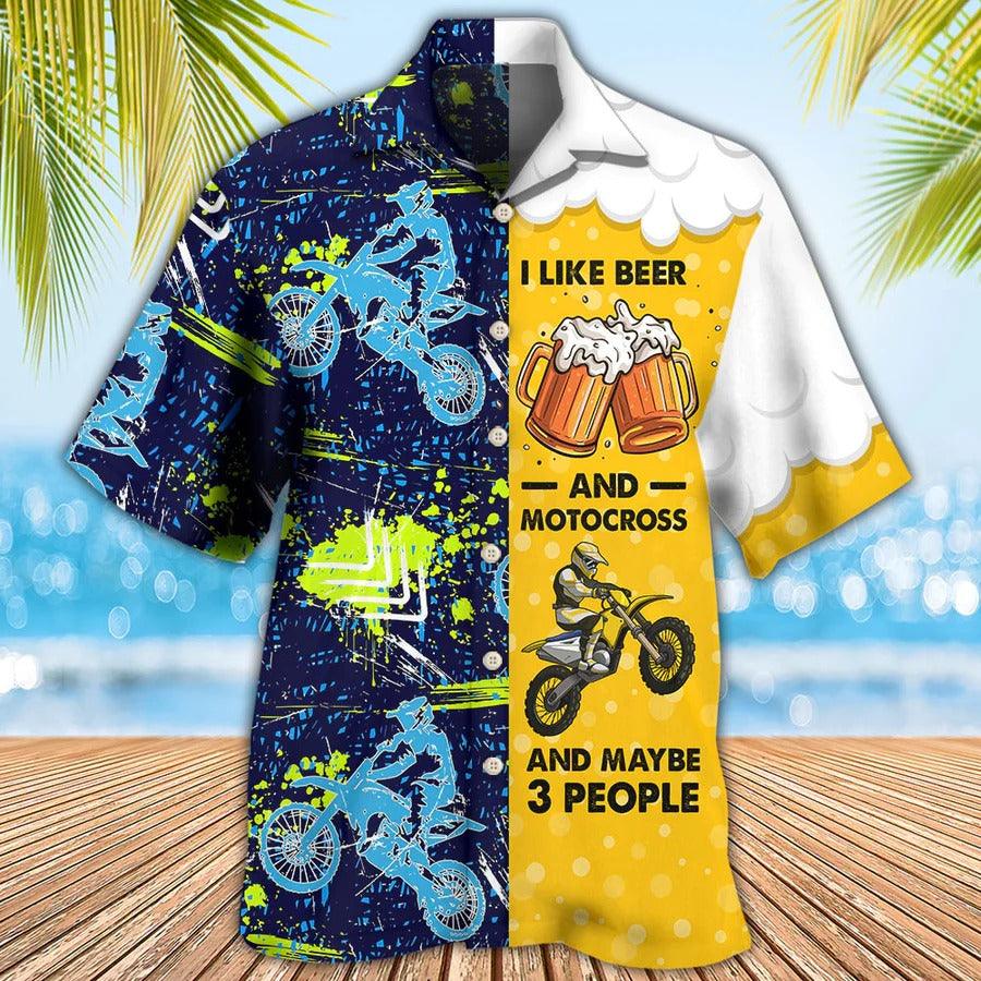 Beer Hawaiian Shirt, Beer And Motor Racing, I Like Beer And Motocross Aloha Shirt For Men And Women - Perfect Gift For Beer Lovers, Summer, Motor Racer - Amzanimalsgift