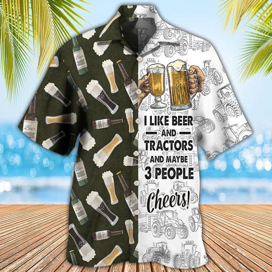 Beer Hawaiian Shirt, Beer Bottle With Tractor, I Like Beer And Trators Aloha Shirt For Men And Women - Perfect Gift For Beer Lovers, Summer - Amzanimalsgift