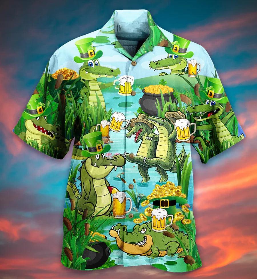 Beer Hawaiian Shirt, Crocodile Drinking Beer, Crocodile Loves Beer Everyday Aloha Shirt For Men And Women - Perfect Gift For Beer Lovers, Summer - Amzanimalsgift