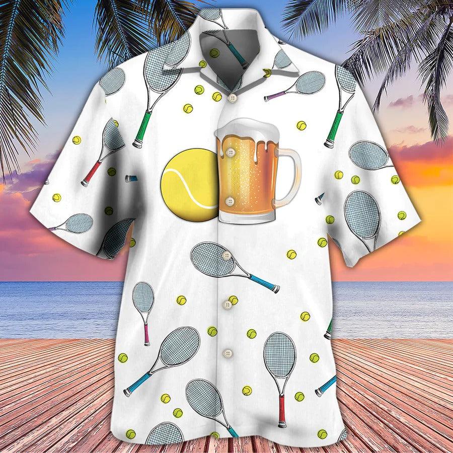 Beer Hawaiian Shirt, Tennis Ball, I Like Beer And Tennis Aloha Shirt For Men And Women - Perfect Gift For Beer Lovers, Tennis Lovers - Amzanimalsgift
